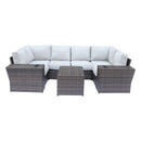 Outdoor Wicker Sectional With Weather Resistant Cushions And Table