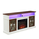 LED Farmhouse Style TV Stand for 65/70/75 inch TV with Outlet, Tall Body Media Entertainment Center Console, Adjustable Storage Shelves and Glass Door Cabinet