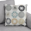 Upholstered 3 Seater Curved Sofa With Printed Pillows Chenille