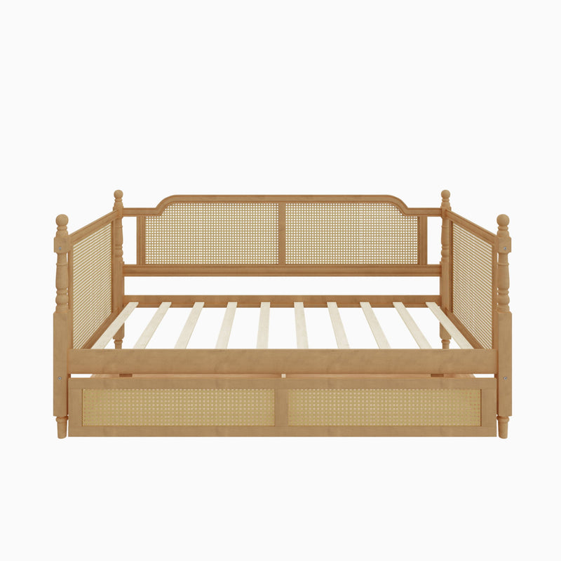 Traditional Style Rattan Daybed, No Box Spring Needed