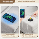 Sectional With Acrylic Table Top U Shaped Couch Set With 2 Consoles USB Charger, Storage Drawers And Pockets Movable Ottoman Tufted Sofa