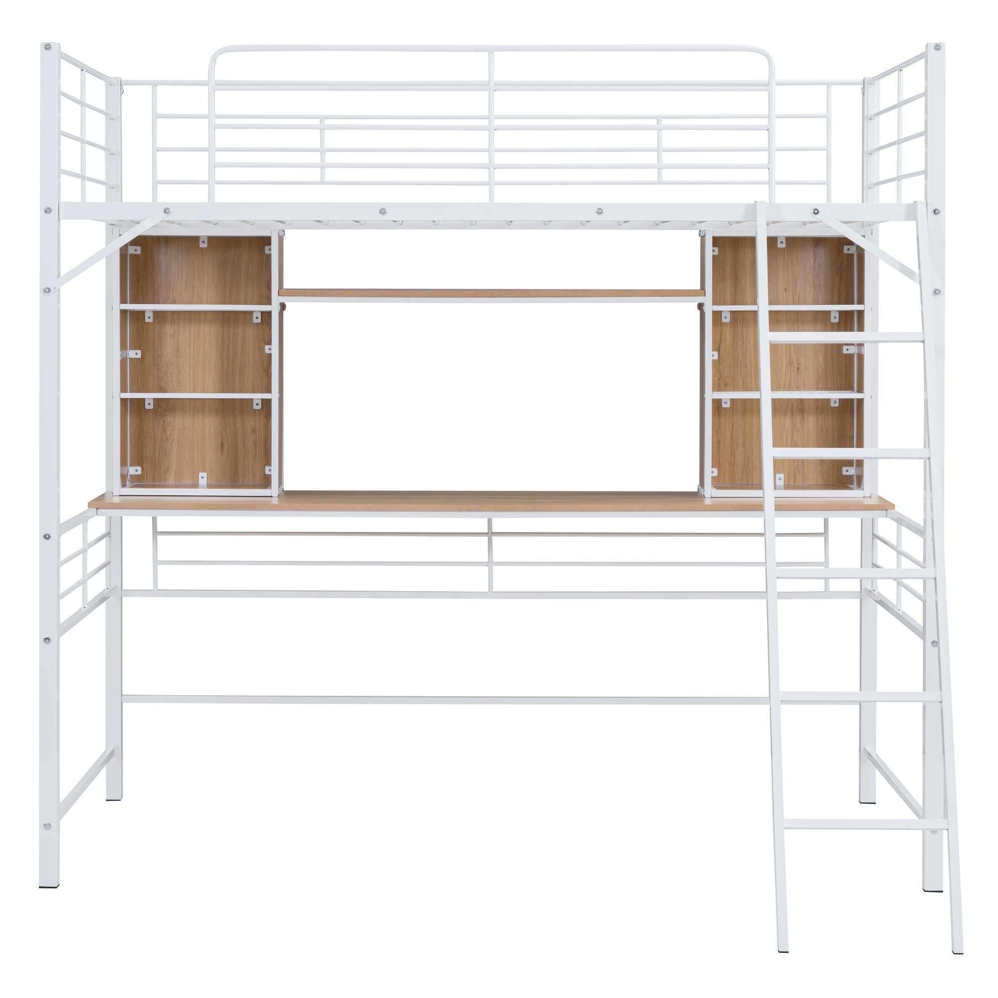 Twin Size Loft Bed with Desk and Shelf , Loft Bed with Ladder,Twin,White - Atlantic Fine Furniture Melbourne FL