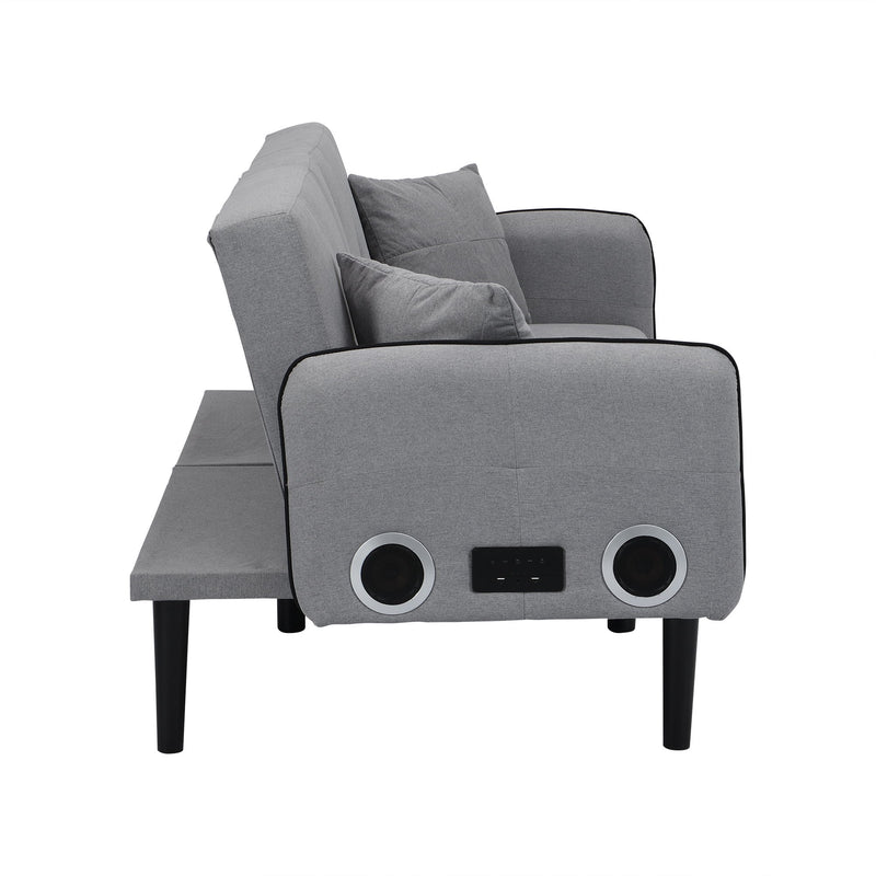 Modern Folding Ottoman Sofa Bed With Stereo System - Gray