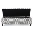 Quotient - Upholstered Storage Ottoman With Tapered Block Feet - Gray / White