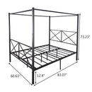 Metal Canopy Bed Frame, Platform Bed Frame Queen with X Shaped Frame Queen Black（same as W84034643）
