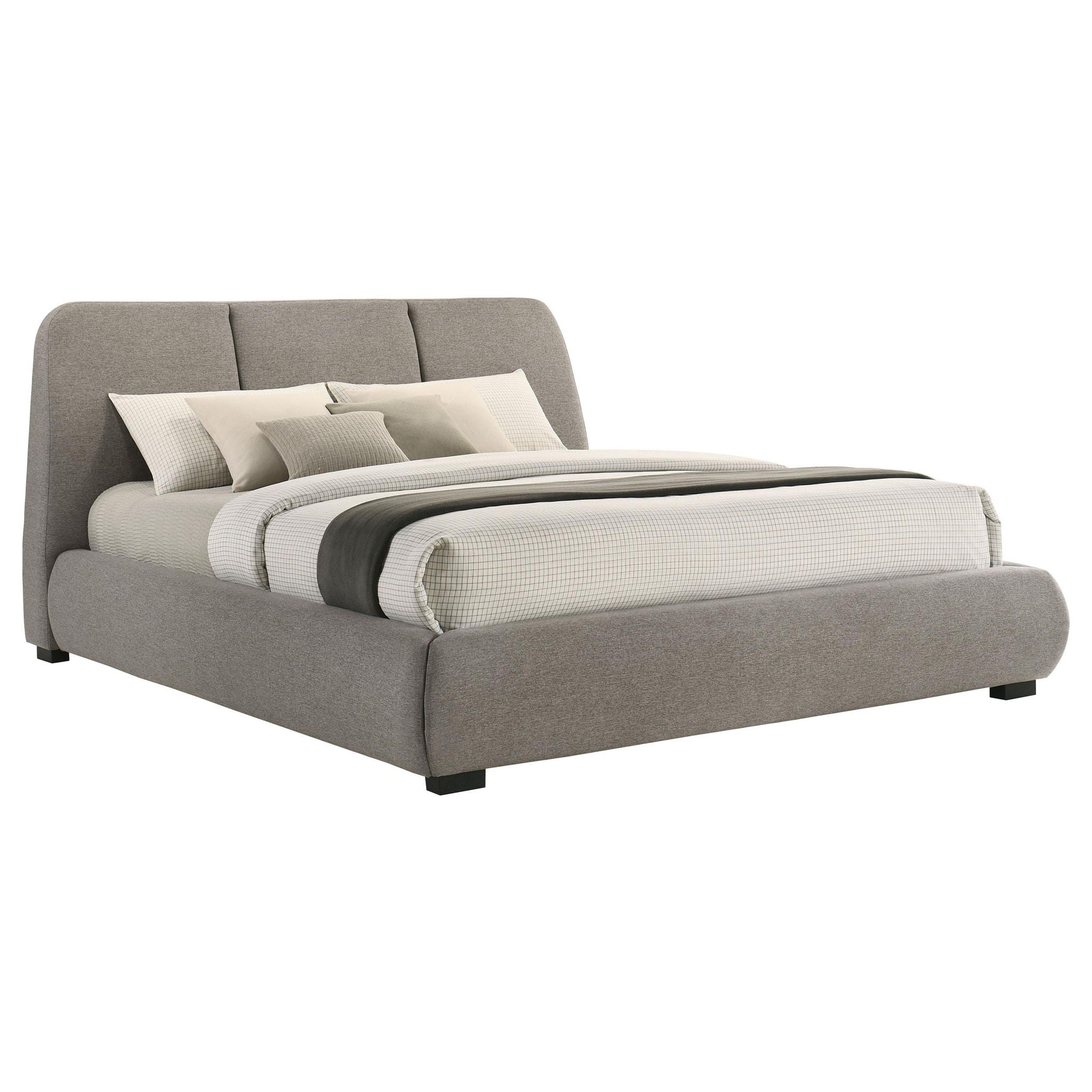 Mokena 46-inch Upholstered California King Platform Bed Taupe