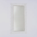 Handcarved Wave Design Rectangle Mirror Accent Enhancing Space - Antique White