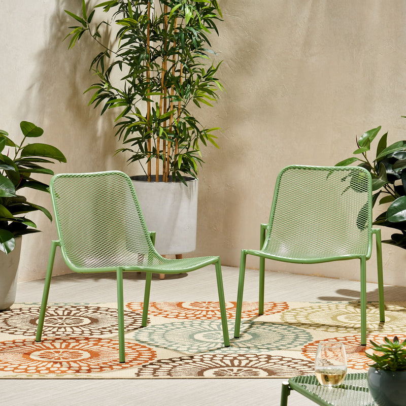 Outdoor Iron Chair With Mesh Design