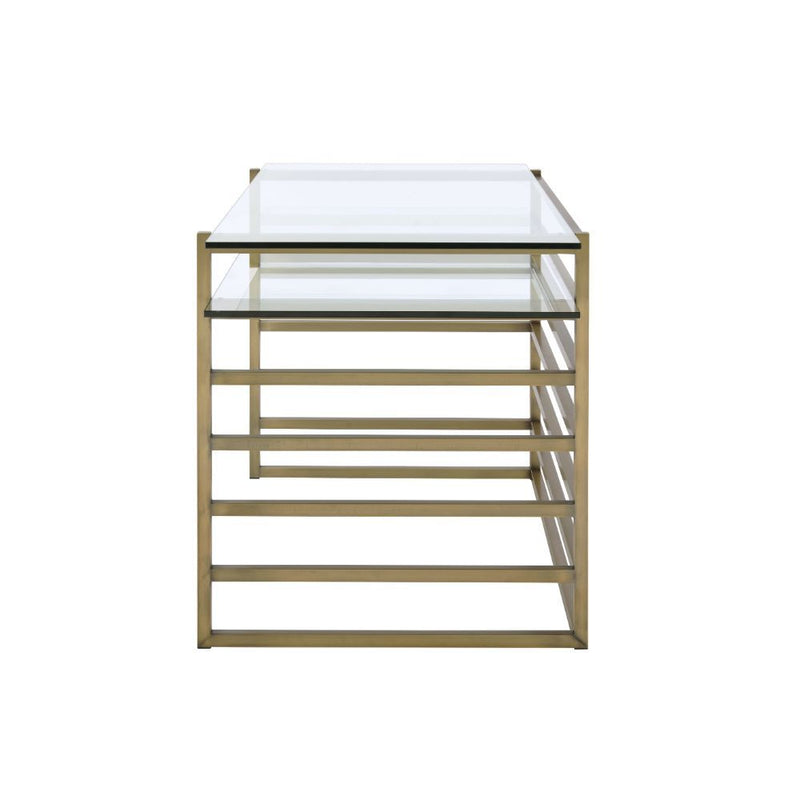 Shona - Desk - Antique Gold & Clear Glass - Atlantic Fine Furniture Inc