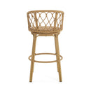 Bohemia - Outdoor Brown Wicker Bar Stool (Set of 2) With Metal Frame And Faux Rattan - Light Brown