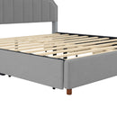 King Size Upholstery Platform Bed with Four Storage Drawers,Support Legs,Grey