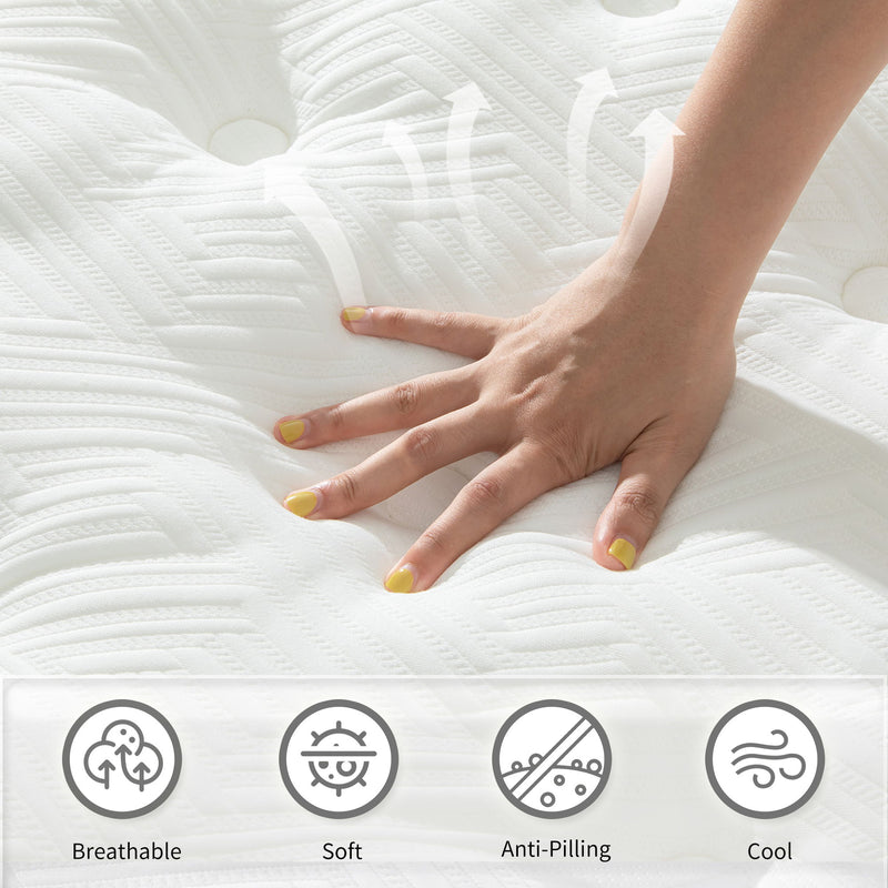 12" Hybrid Mattress With Individual Pocket Spring, Comortable Memory Foam