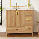 36" Bathroom Vanity, 2 Soft Close Doors, 4 Soft Close Drawers, Adjustable Shelf, Storage Cabinet - Acacia Wood