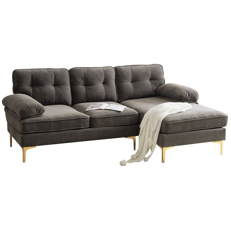 Modern Sectional Sofas Couches Velvet L Shaped Couches For Living Room, Bedroom