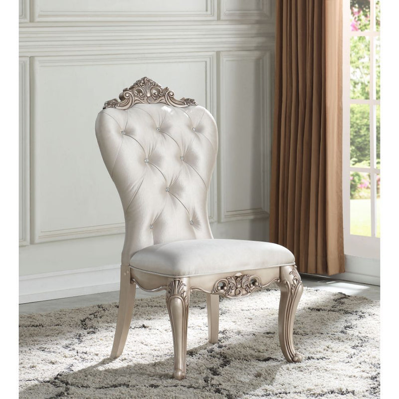 Gorsedd - Side Chair (Set of 2) - Cream Fabric & Antique White - Atlantic Fine Furniture Inc