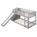 Twin Over Twin Bunk Stairway Bed With 2 Drawers And Slide - Gray