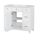 Bathroom Vanity With Ceramic Sink, Soft Close Doors, Adjustable Shelves