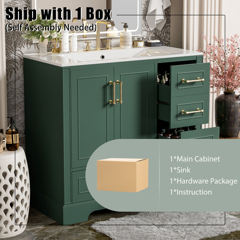 Traditional Bathroom Vanity With Soft Close Doors And Drawers