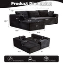 Compression Sectional Couch With Comfy Chaise, Boneless L Shape Sofa With Deep Seat
