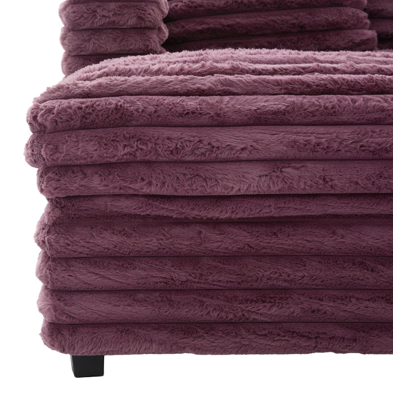 Plush Oversized Double Chaise Lounge Sofa Bed With USB Ports And Cup Holders