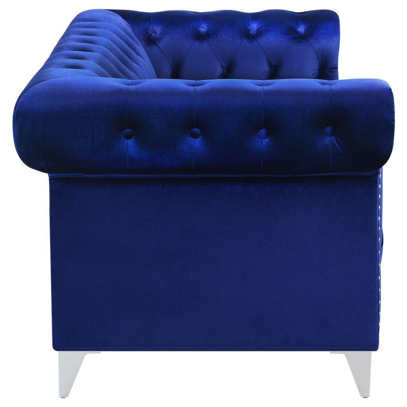 Bleker - Tufted Tuxedo Arm Loveseat - Blue