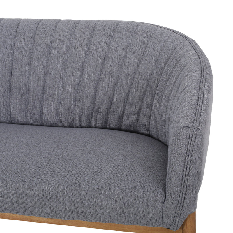 Mid Century Modern Loveseat With Channel Stitched Backrest