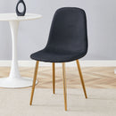 Luxury Simple Chair (Set of 4) Linen Cotton High Resilience Dining Chair With Metal en Legs - Black / Gold