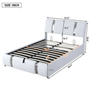Full Size Upholstered Faux Leather Platform bed with a Hydraulic Storage System, White