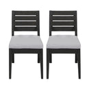 Patio Armless Dining Chair With Laid Back Slat Panel Design - Light Gray