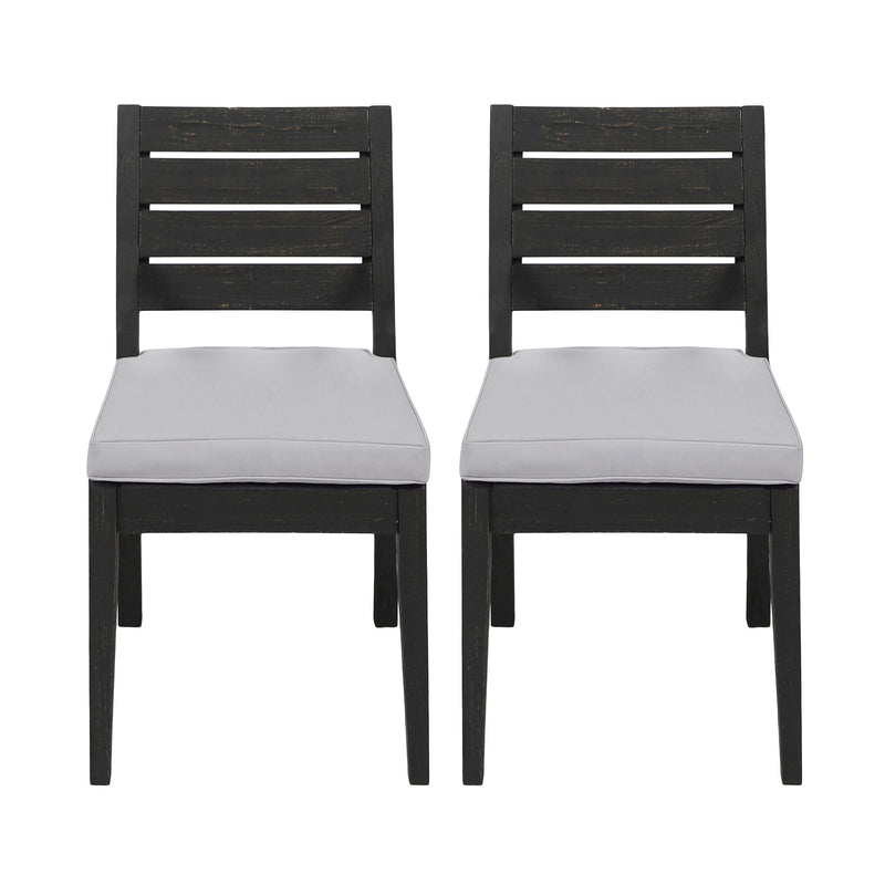 Patio Armless Dining Chair With Laid Back Slat Panel Design - Light Gray