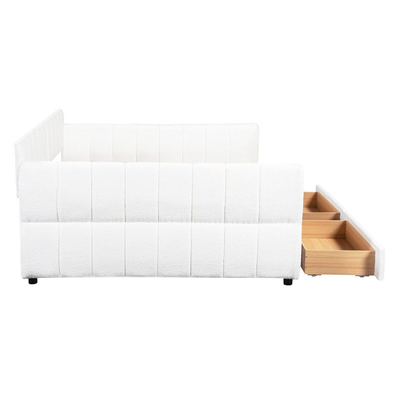 Upholstered Platform Bed With USB And 2 Drawers