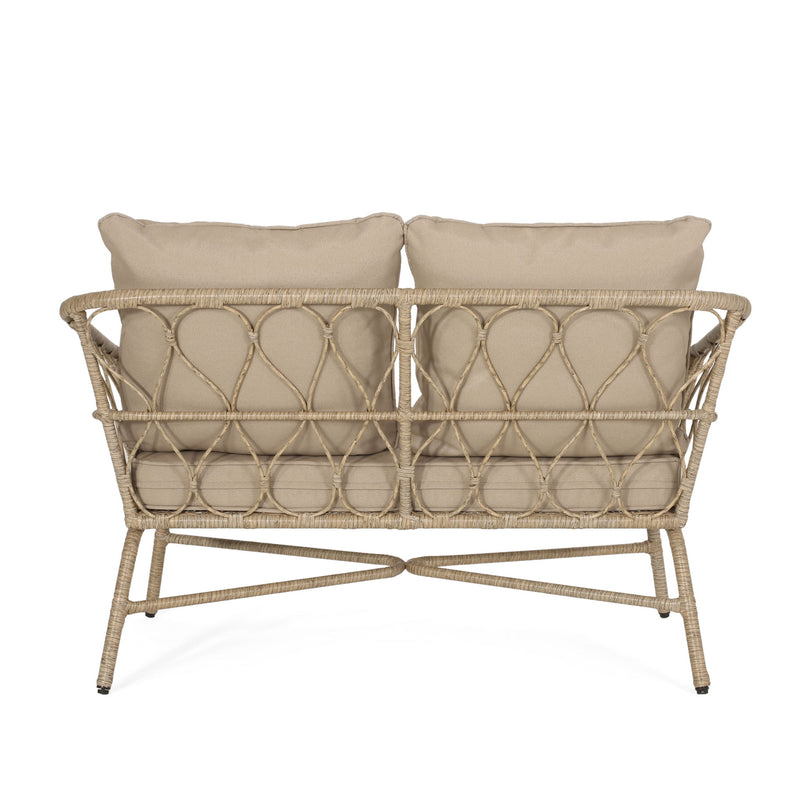 Bruce - Boho Inspired 4 Pieces Chat Set With Water Resistant Cushions - Brown