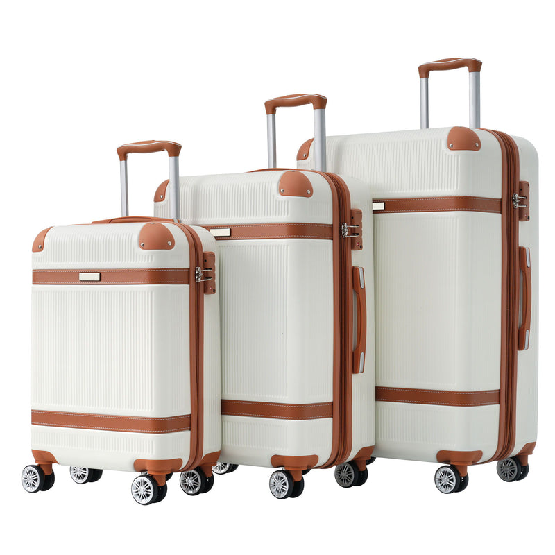 Hardshell Luggage Sets 3 Piece Double Spinner 8 Wheels Suitcase With Tsa Lock Lightweight 20''24''28''