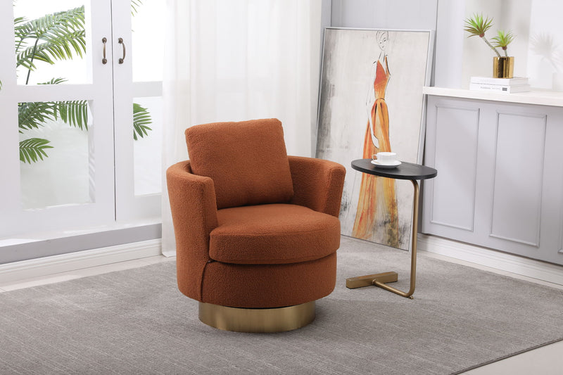 Barrel Chair, Swivel Accent Chairs Armchair For Living Room, Reading Chairs For Bedroom Comfy, Round Barrel Chairs With Gold Stainless Steel Base