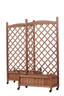 Raised Garden Bed With Trellis 2 Pack, Outdoor Planter Box & Plant Stand With Climbing Racks - Brown