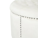Elegant Round Ottoman Footstool With Studded Rim