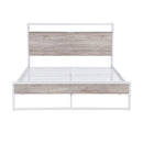 Full Size Metal Platform Bed Frame with Sockets, USB Ports and Slat Support ,No Box Spring Needed White