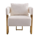 Modern Decorative Chair Teddy Fleece Upholstered And Metal Foot