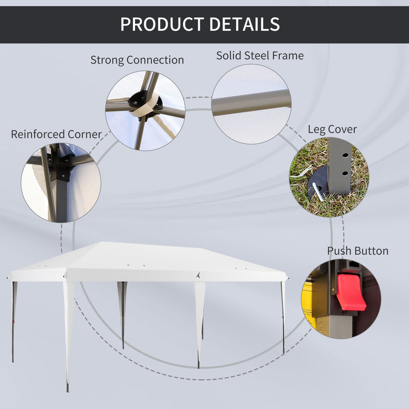 Outsunny - 10' x 19.2' Pop Up Canopy Tent, Heavy Duty Tent For Parties, Outdoor Instant Gazebo Sun Shade Shelter With Carry Bag For Catering, Events, Wedding, Backyard Bbq