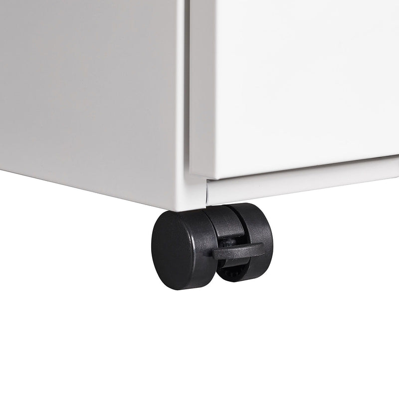 Contemporary Black 3 Drawer Mobile Filing Cabinet With Lock, Metal Office Storage For Legal / Letter Size