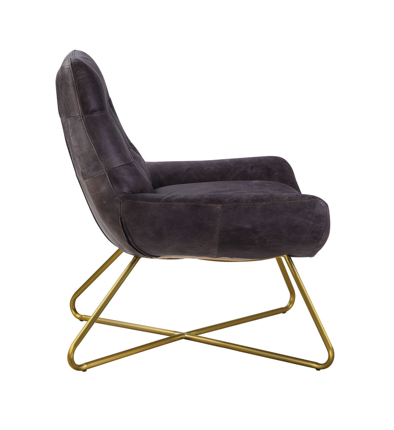 Dhalsim - Accent Chair - Antique Ebony Top Grain Leather