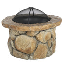 Outdoor 34" Lightweight Concrete Wood Burning Fire Pit - Stone Gray