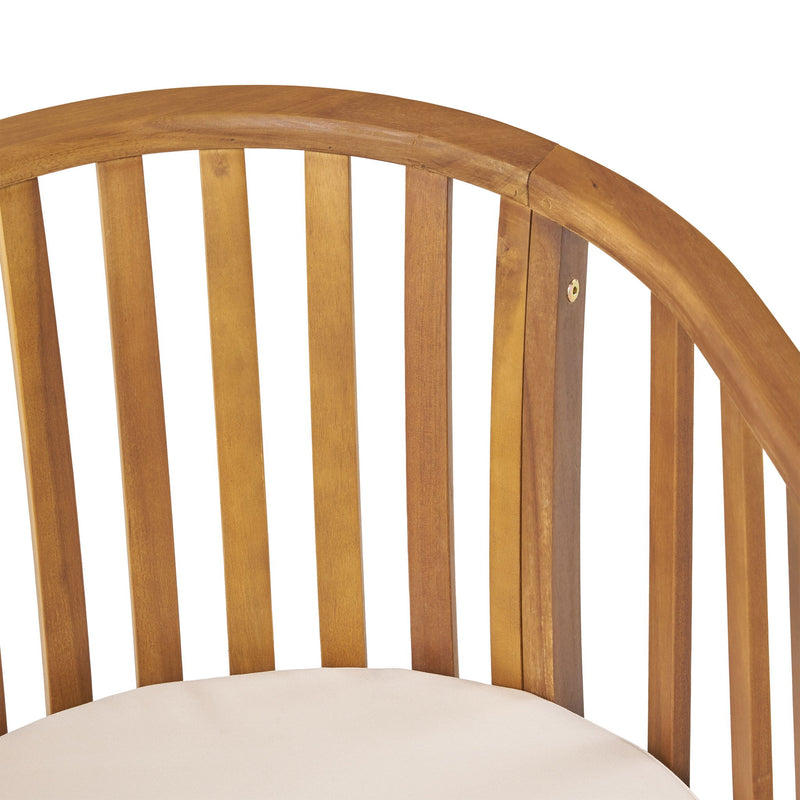 Outdoor Wooden Dining Chairs With Cushions (Set of 2)