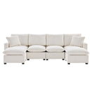 Modern U-Shape Modular Sofa, 6 Seat Chenille Sectional Couch Set With 2 Pillows Included, Freely Combinable Indoor Funiture For Living Room, Apartment, Office