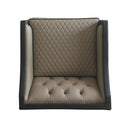 House Beatrice - Chair With Pillow - Tan Synthetic Leather , Black Synthetic Leather & Charcoal