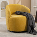 Chenille Fabric Swivel Accent Armchair Barrel Chair With Powder Coating Metal Ring