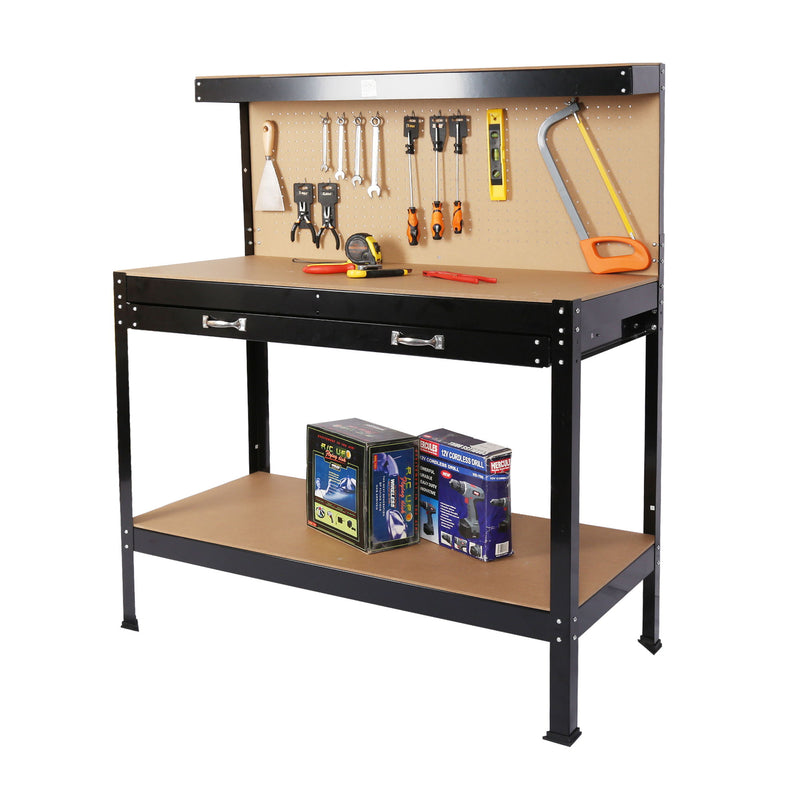 Wood Work Bench - Black / Light Brown