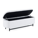 Modern Elegant Ottoman With Spacious Storage Function With Metal Feet - White / Black