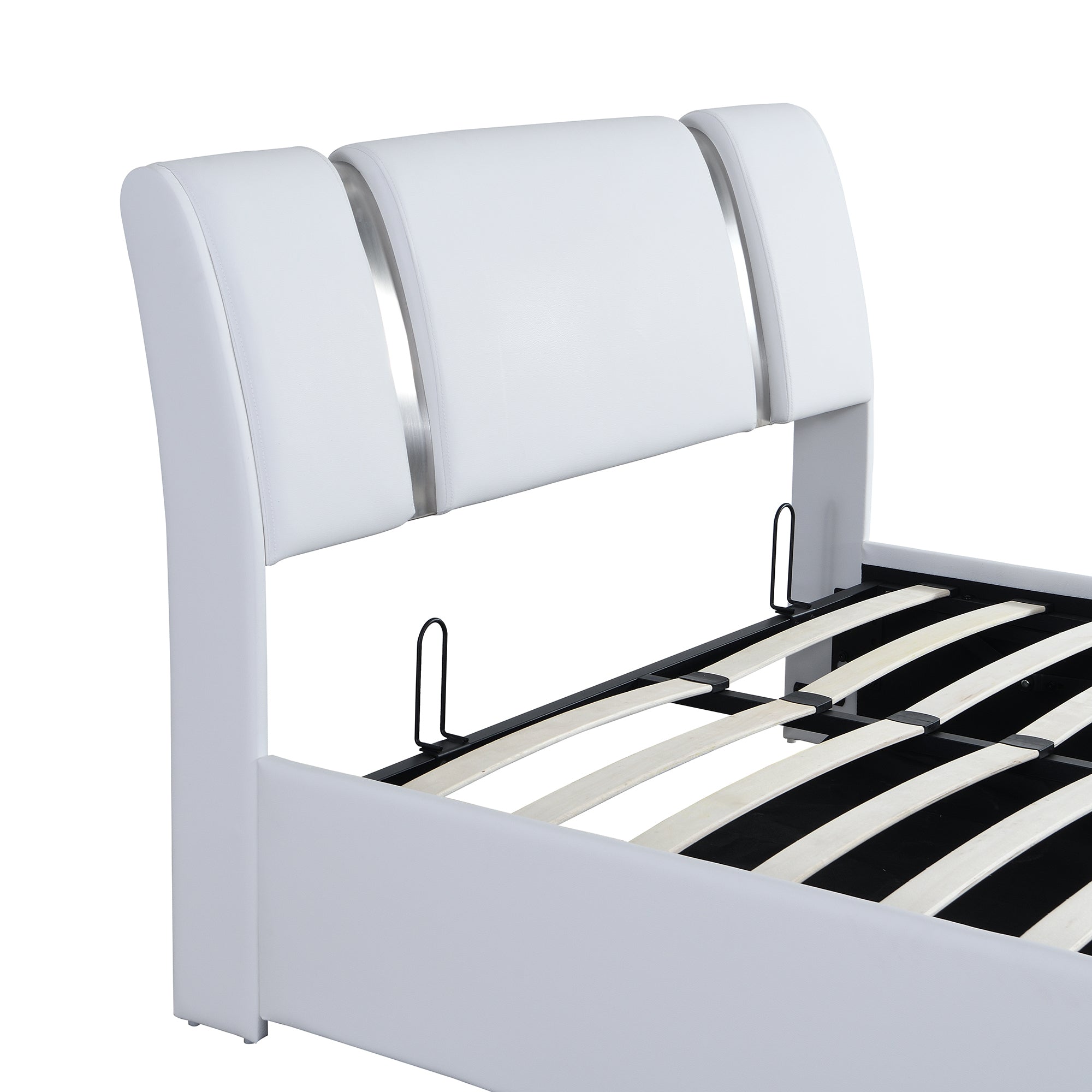 Full Size Upholstered Faux Leather Platform bed with a Hydraulic Storage System, White - Atlantic Fine Furniture Melbourne FL