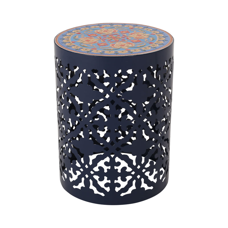 Airy - Outdoor Side Table With Lace Cut Design And Metal Frame